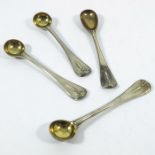 Four Victorian silver condiments spoons, Hunt and Roskell