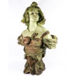 Uriela, a Jugendstil painted terracotta bust of a woman,