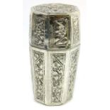 A Chinese silver octagonal box