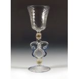A Murano glass facon de Venise winged wine glass or goblet, Venetian, circa 1900