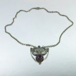 A Secessionist silver and amethyst pendant