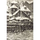 Leslie Moffat Ward (1888-1978) Snow at Boston, etching, signed and titled in plate, 19cm x 13cm, mou