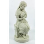 F M Miller for Copeland, a Parian figure of a girl with rabbit, circa 1873, Crystal Palace Art