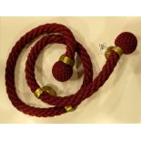 Vintage plaited stair rope with brass mounts