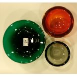 Three pieces of art glass including one stamped Or