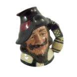 A Royal Doulton large character jug, Guy Fawkes, hat band darker red painted in a colourway, proper