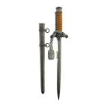 World War Two German Army (Wehrmacht) Officer's dress dagger, housed in hammered scabbard with silve