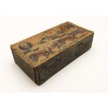 A 19th century balsa box of ten swirl marbles, with paper label marked Crown Box, made in Germany de