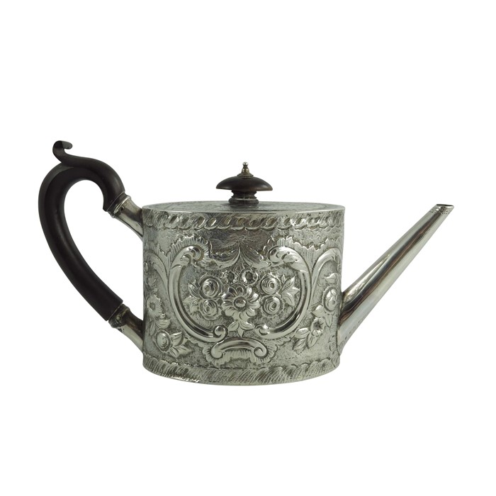 A George III oval silver teapot