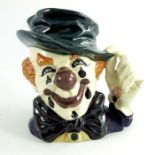 A Royal Doulton large character jug, Clown, blue lapel, dark green hat colourway, Property of Royal