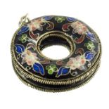 A Chinese silver gilt and cloisonné enamelled pendant