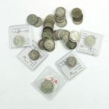 A group of threepence and sixpence Maundy coins, including Victoria, Edward VII, George V, George VI