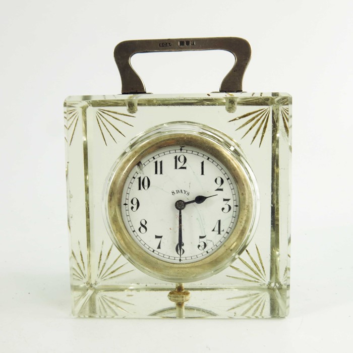 A George V silver and glass timepiece, Stuart Clifford and Co - Image 2 of 7