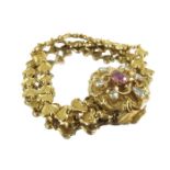 A Victorian gold, diamond and ruby bracelet