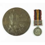 Queen's South Africa 1899-1902 medal, Frederick Burton, Army Service Corps, 3 clasps, Cape Colony, S