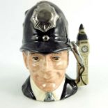 A Royal Doulton small character jug, London Bobby, silver and gold highlights colourway, Property of