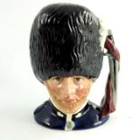 A Royal Doulton large character jug, Guardsman, blue lapel colourway, Property of Royal Doulton mark