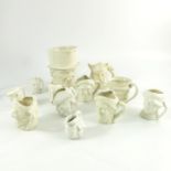 A group of twelve Royal Doulton character jugs, miniature to large sizes, all white, some unglazed,