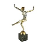 Leonildo Giannoni, an Art Deco silvered and patinated bronze figure of a nude woman