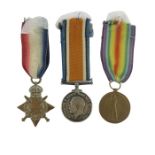 World War One Medal group, 1914-15 Star, British War Medal and Victory Medal, awarded to J.96 D.T. B