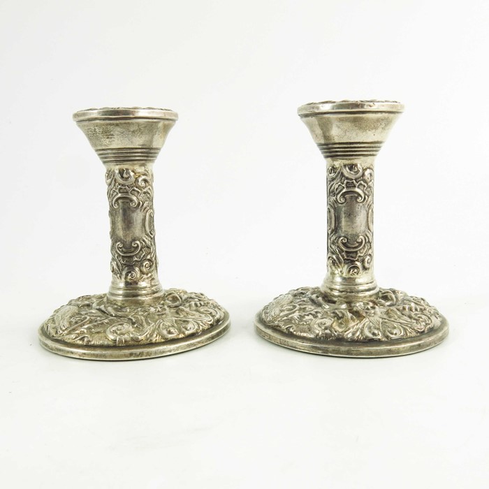 A pair of Elizabeth II silver dwarf candlesticks - Image 2 of 8