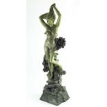 Alfred John Foretay, L'Aube, circa 1900, an art nouveau terracotte sculpture of woman with an imitat