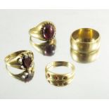 A collection of 9 carat gold rings