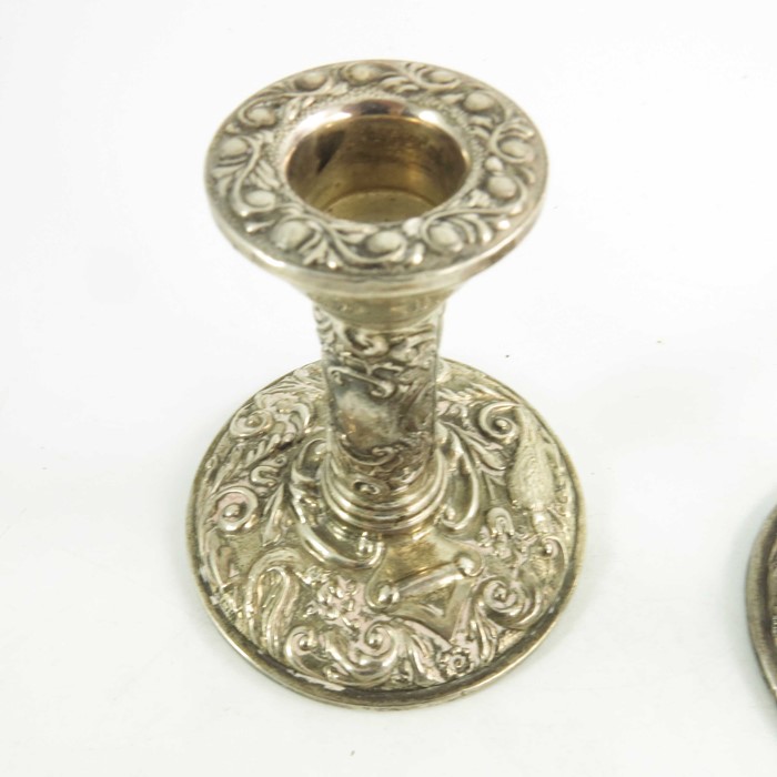A pair of Elizabeth II silver dwarf candlesticks - Image 6 of 8