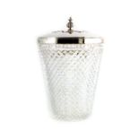 Asprey and Co., a large Elizabeth II silver mounted cut glass ice bucket and lid