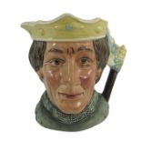 A Royal Doulton large character jug, Henry V, flag and crown painted in a colourway, 19cm high