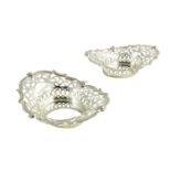 A pair of George V silver bon bon dishes in case