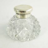 An Edwardian silver and glass inkwell, Hewson and Williams,