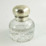 An Edwardian silver and glass inkwell
