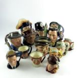 A group of fourteen Royal Doulton character jugs, includeing Large Gypsy, Nelson and Henry Doulton d