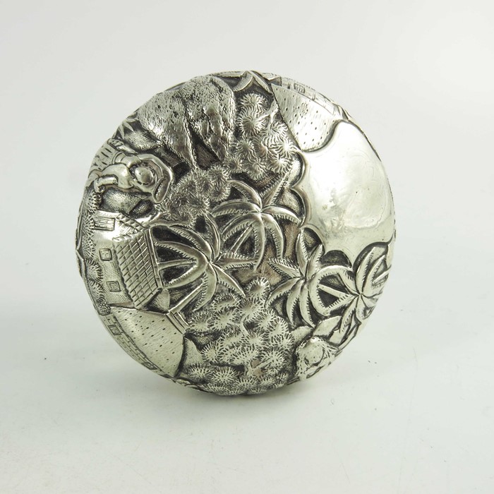 A 19th century Oriental white metal lidded cut glass jar - Image 7 of 8