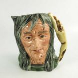 A Royal Doulton large character jug, Pendle Witch, clothing painted in a colourway, Royal Doulton ba