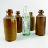 A group of five Victorian bottles, including four ginger beer bottles and one Codd bottle (5)