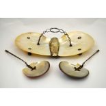 A 800 silver and mother of pearl butterfly dish and servers