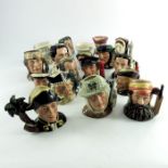 A group of eighteen Royal Doulton character jugs, includeing small Gypsy , Viking and Henry Doulton
