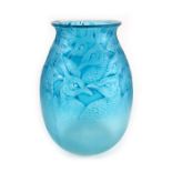 Rene Lalique, a blue stained Borromee glass vase