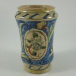 An Italian maiolica albarello or pharmacy jar