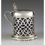 Daniel and Charles Houle, London 1854, a Victorian silver mustard pot, cylindircal form, reticulated