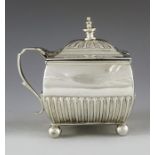 Finley and taylor, London 1892, a Victorian silver mustard pot, rectangular section barrel form, ree