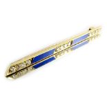 A gold, enamel and diamond bar brooch