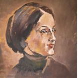 British School (20th century), Portrait of a Lady, oil on canvas, unsigned, 37cm x 37cm, framed