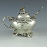 Paul Storr, London 1835, a William IV silver mustard pot and spoon, ogee ovoid or inverted pear for