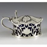 John Figg, London 1836, a William IV silver mustard pot, squat cylindrical form with ogee waved rim,