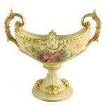 A Royal Worcester blush ivory pedestal bowl