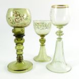 Three Bohemian cut and enamelled glass roemers