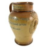 A Doulton Lambeth commemorative stoneware jug, Benjamin Disraeli